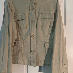 LOFT Khaki Utility Jacket with Button Detail